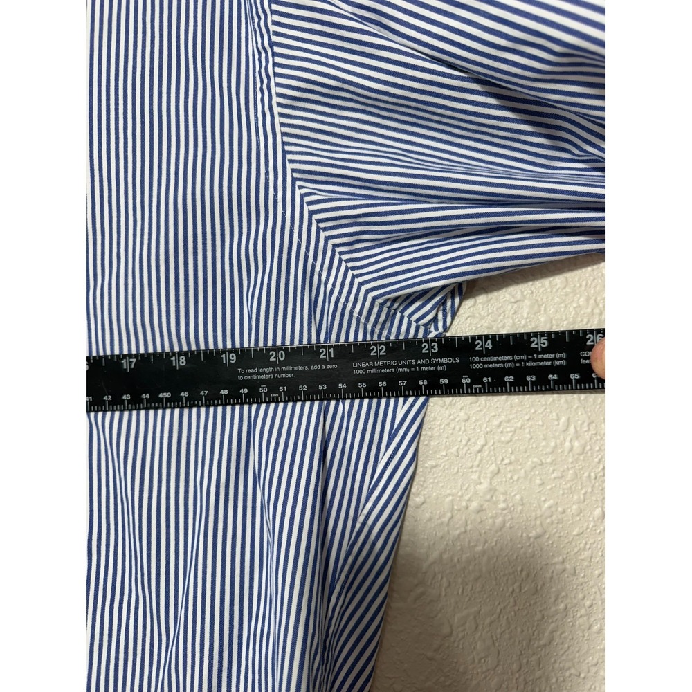 Vtg Ralph Lauren 15 M Men's Striped Long Sleeve Button Down Preppy 90s Blue - Picture 5 of 8